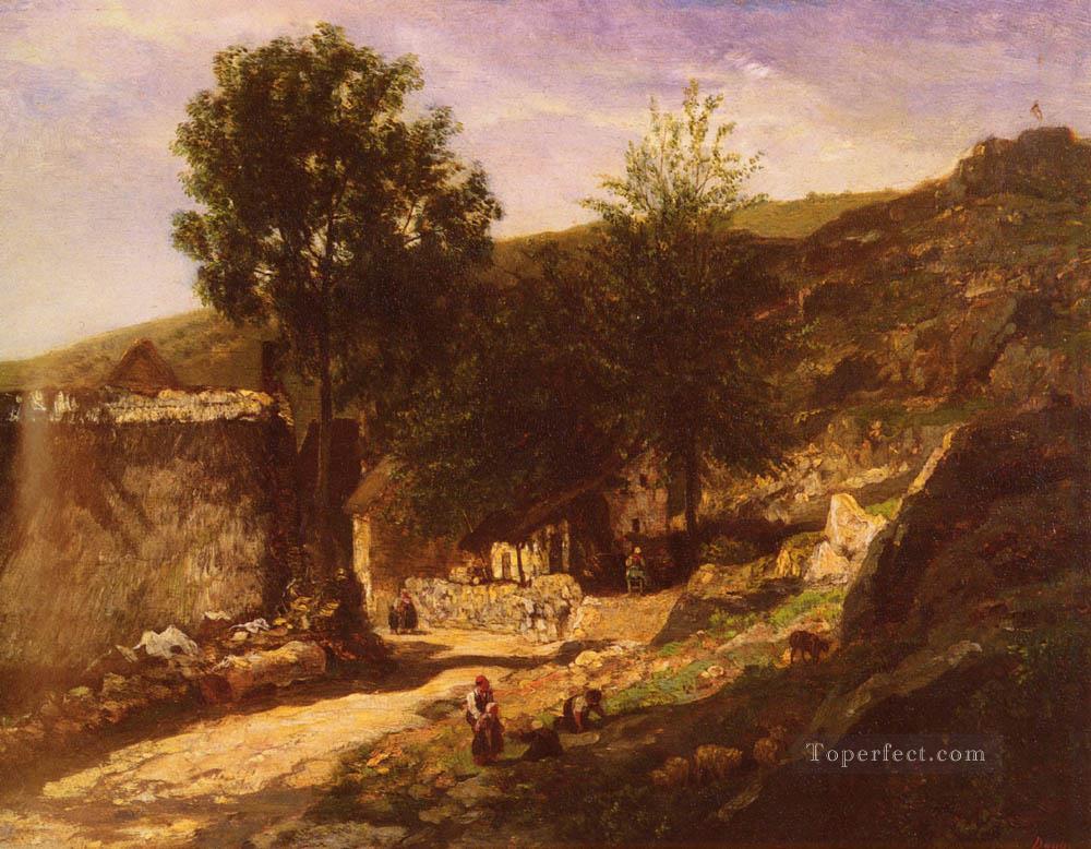 Entree De Village Barbizon Impressionism landscape Charles Francois Daubigny Oil Paintings